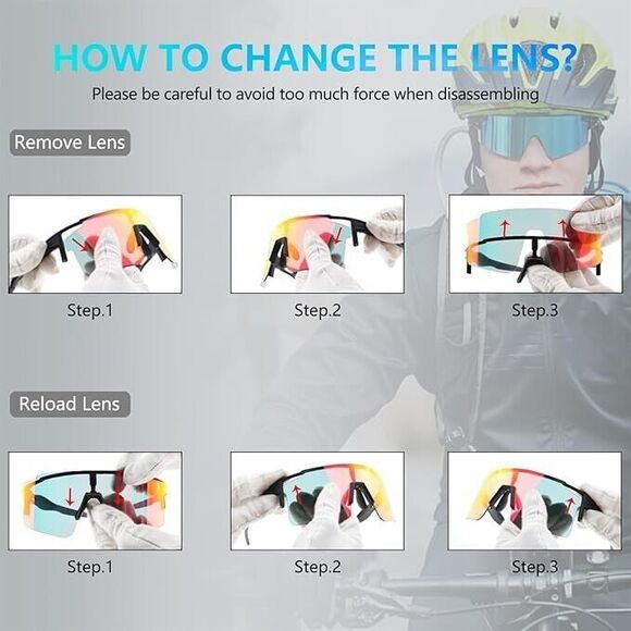 BangLong Cycling Sunglasses Polarized Sports Glasses for Men Women with 3 Lenses - Picture 6 of 7